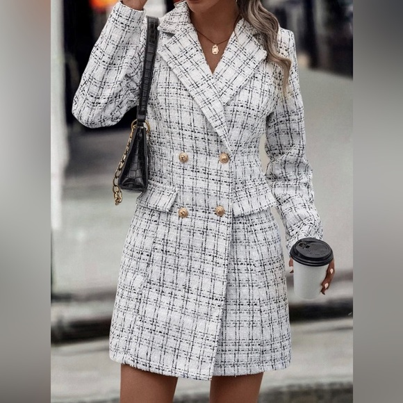 Plazacore plaid double breasted tweed overcoat jacket - Picture 5 of 6